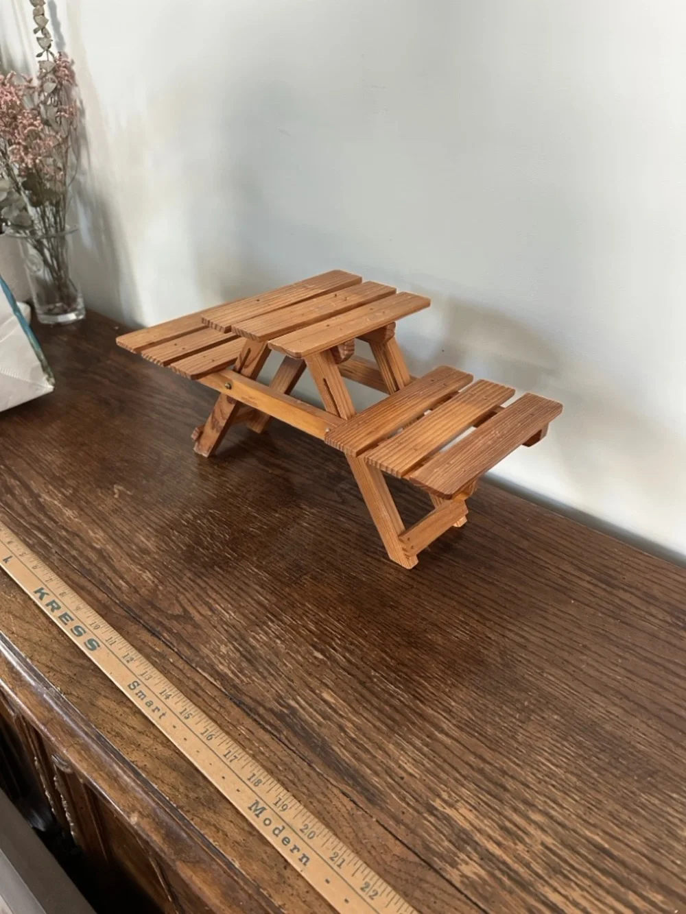 Miniature Wooden Picnic Table - Natural Wood